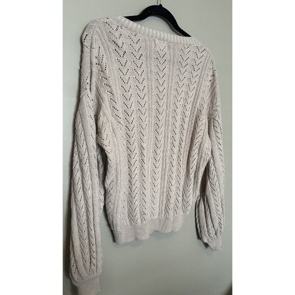 Nation Los Angeles Alpaca Women's Beige Blush Open Knit Pullover Sweater M - Picture 5 of 9